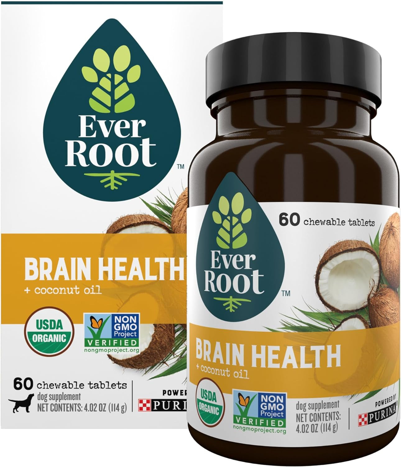 Dog Supplements Powered by Purina Brain Health Chewable Tablets with Coconut Oil - 4.02 Oz. Canister