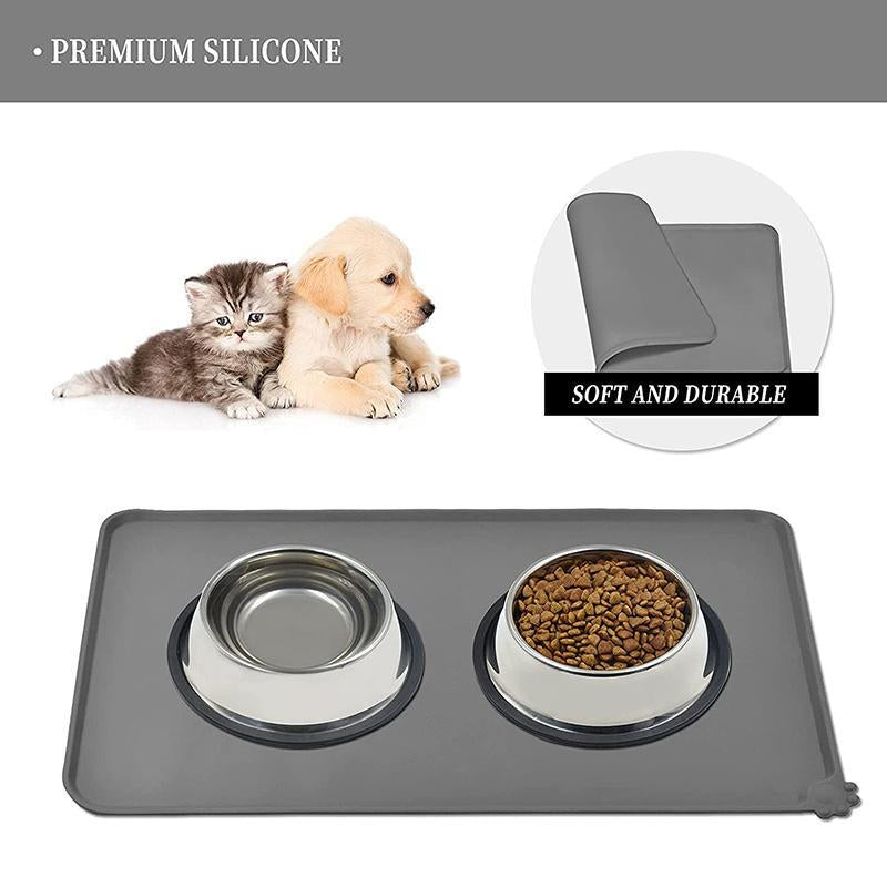 Pet Feeding Mats - Anti-Stain Quick Dry Pet Food and Water Mats - 18.5" X 11.8" Silicone Dog Accessories for Dog Food and Drinking - Three Packages