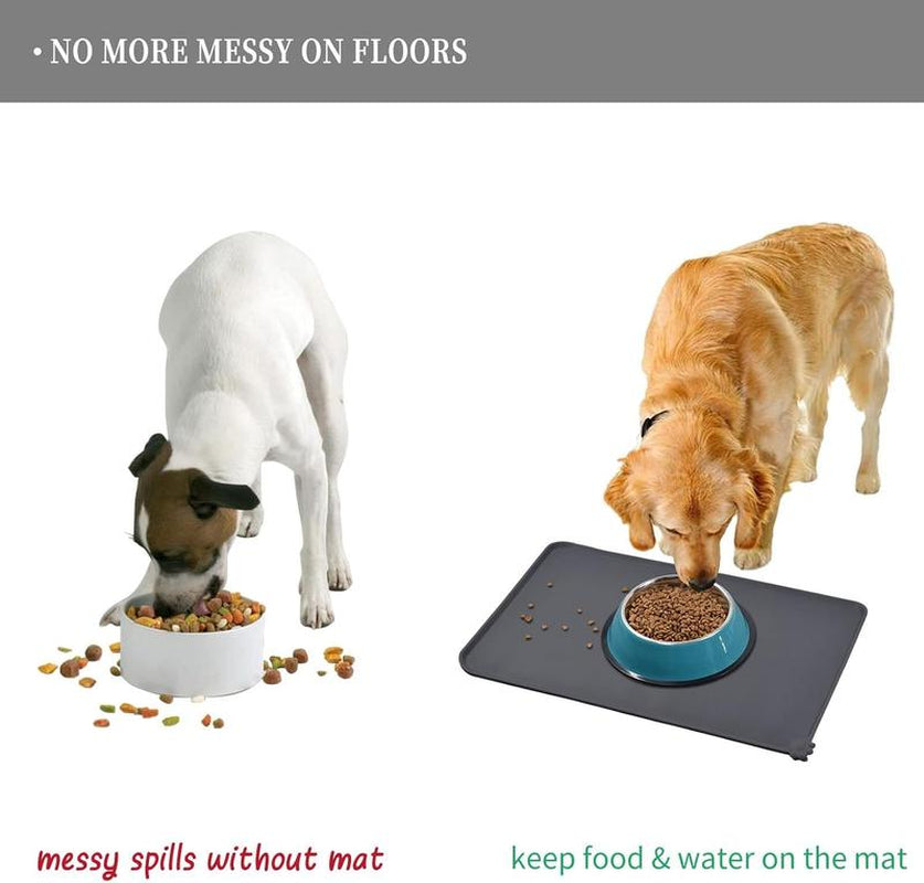 Pet Feeding Mats - Anti-Stain Quick Dry Pet Food and Water Mats - 18.5" X 11.8" Silicone Dog Accessories for Dog Food and Drinking - Three Packages