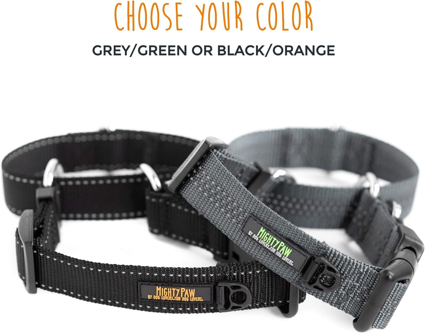 Martingale Nylon Training Collar. Our Trainer Approved Limited Slip Collar. Modified Cinch for Controlled Force for Optimal Training. Reflective Stitching to Keep Your Dog Safe