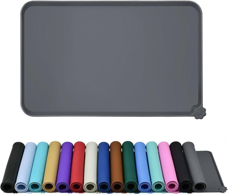 Pet Feeding Mats - Anti-Stain Quick Dry Pet Food and Water Mats - 18.5" X 11.8" Silicone Dog Accessories for Dog Food and Drinking - Three Packages