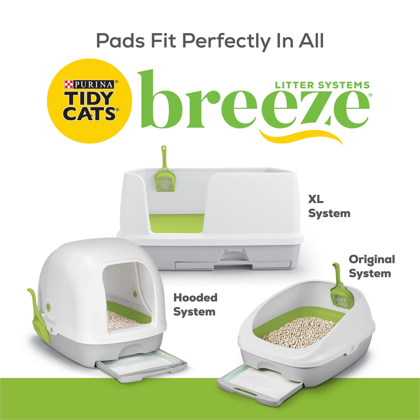 Purina Breeze Absorbent Cat Litter Pads, Multi Strength, Odor Control, Refills, 8 Ct. Bag