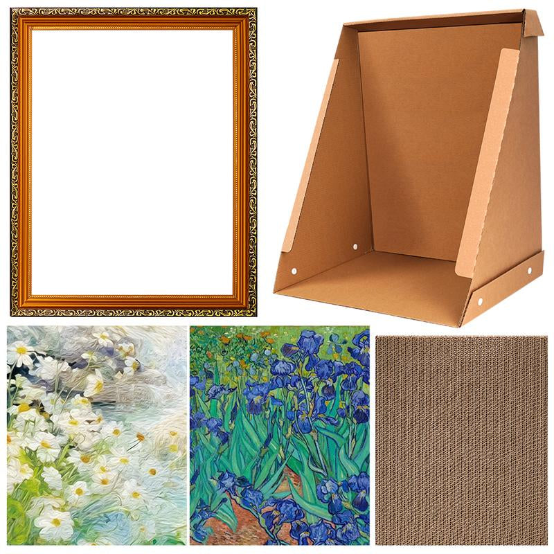 Cat Scratching Board - Art 3D Oil Painting Cat Nest for Cats with Scratching Board, Cat House & 3D Pastel Design for All Seasons
