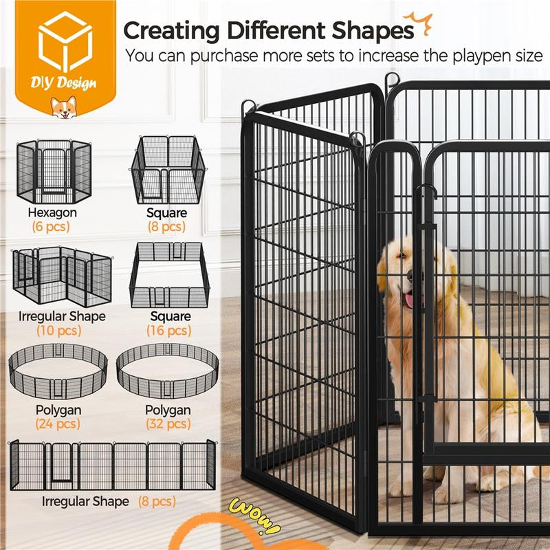 【Mom'S Gift】Yaheetech Dog Playpen 6/8/12/16 Panels Metal Pet Playpen, Outdoor Indoor Dog Exercise Barrier Fence, 25/32/40/47 Inch