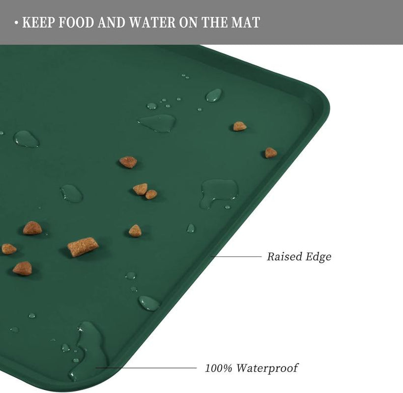Pet Feeding Mats - Anti-Stain Quick Dry Pet Food and Water Mats - 18.5" X 11.8" Silicone Dog Accessories for Dog Food and Drinking - Three Packages
