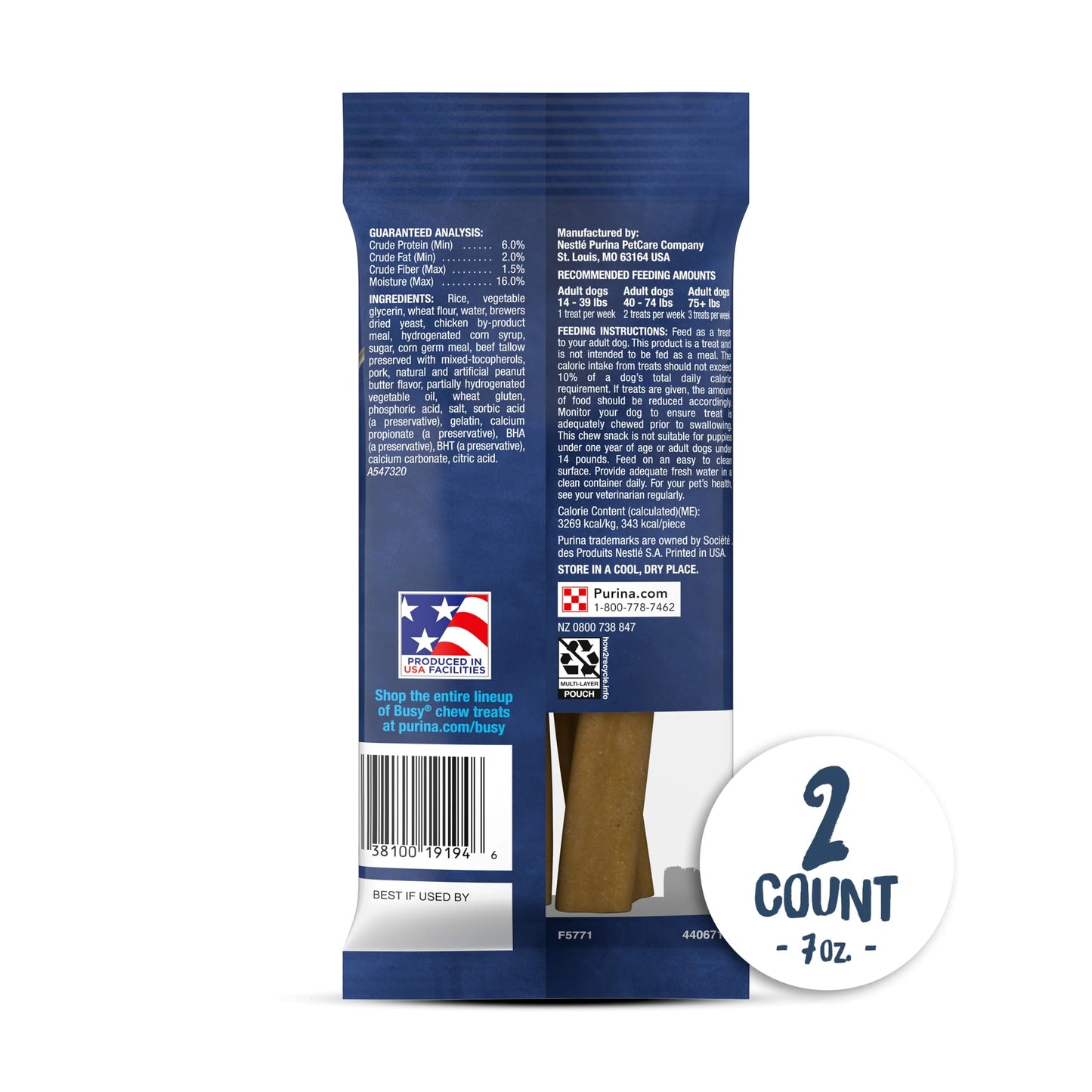 Purina Small & Medium Dog Treats with Natural Peanut Butter Chews, 7 Oz Pouch (2 Count)