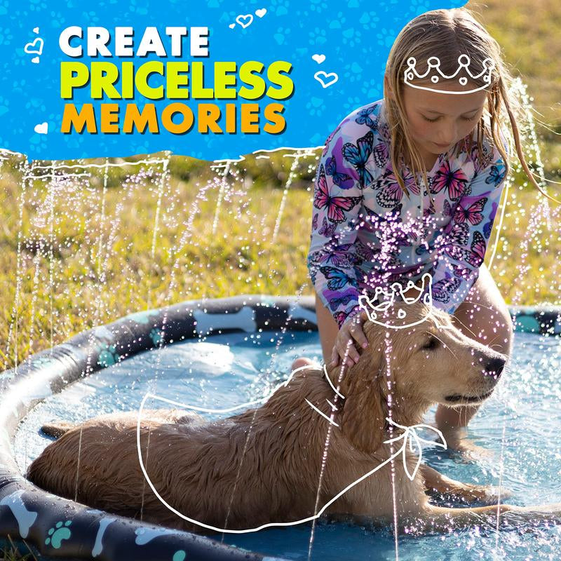 Splashez Non Slip Splash Pad for Kids & Dogs, 69’’ Extra Large Splash Pad Sprinkler for Kids, Dog Water Summer Toys - Great Outdoor Toys for Toddlers 1-3 & Children Ages 4-8, Baby Pool for Backyard