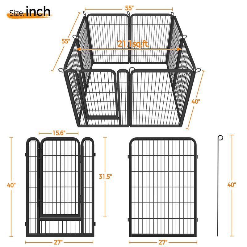 【Mom'S Gift】Yaheetech Dog Playpen 6/8/12/16 Panels Metal Pet Playpen, Outdoor Indoor Dog Exercise Barrier Fence, 25/32/40/47 Inch