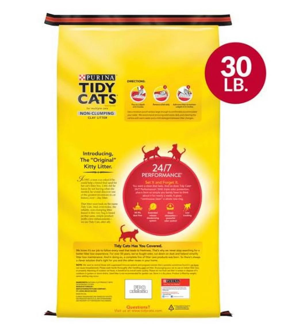 Tidy Cats Non Clumping Cat Litter, 24/7 Performance Multi Cat Litter, 30 Lb. Bag
