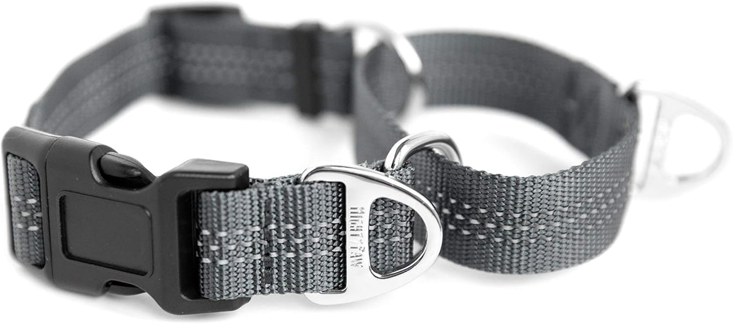 Martingale Nylon Training Collar. Our Trainer Approved Limited Slip Collar. Modified Cinch for Controlled Force for Optimal Training. Reflective Stitching to Keep Your Dog Safe