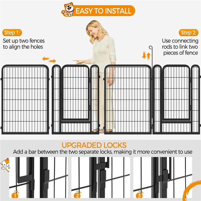 【Mom'S Gift】Yaheetech Dog Playpen 6/8/12/16 Panels Metal Pet Playpen, Outdoor Indoor Dog Exercise Barrier Fence, 25/32/40/47 Inch