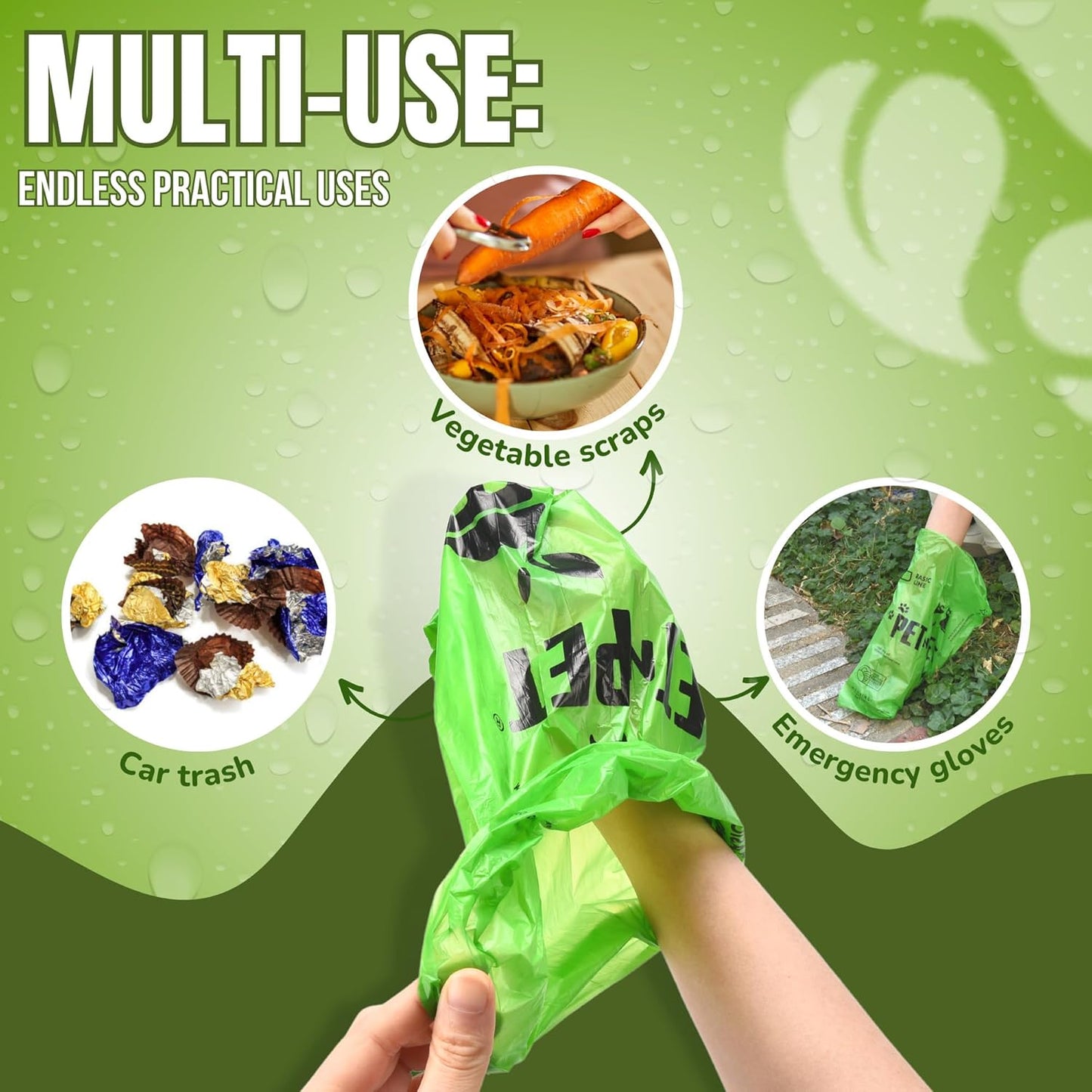 Dog Poop Bags, 38% Plant-Based, USDA Certified, Leak-Proof Dog Bags Refill Rolls for Small & Large Doggy, Cat Litter Waste & Doggie Poo (1080 Count, Unscented, Green)