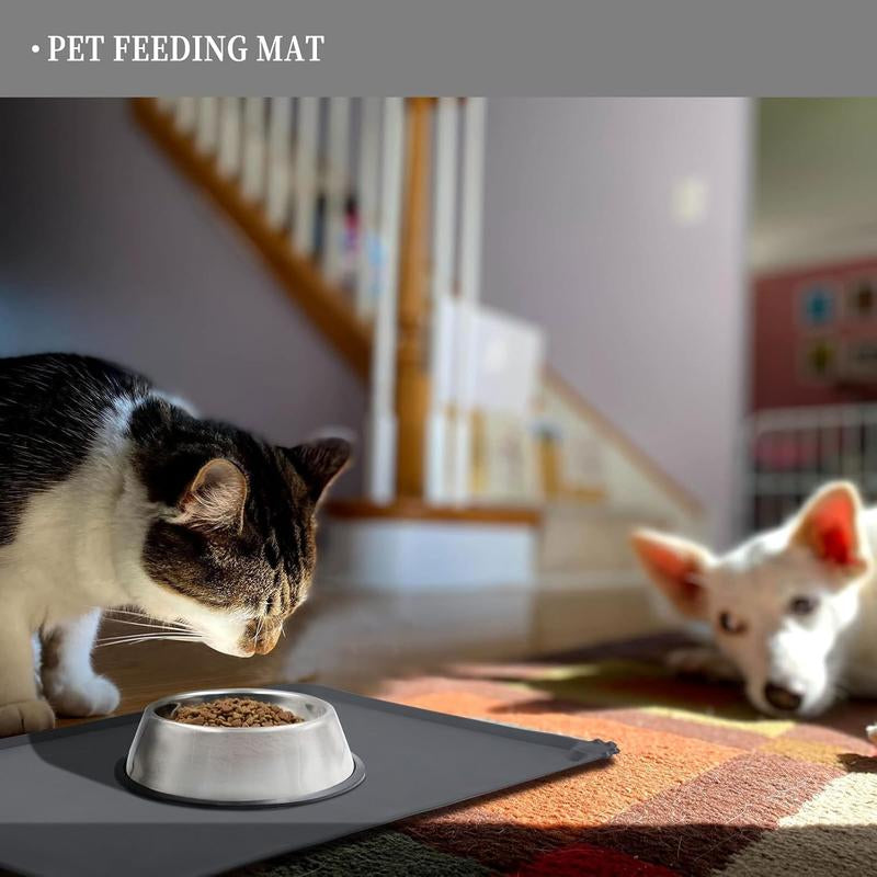 Pet Feeding Mats - Anti-Stain Quick Dry Pet Food and Water Mats - 18.5" X 11.8" Silicone Dog Accessories for Dog Food and Drinking - Three Packages
