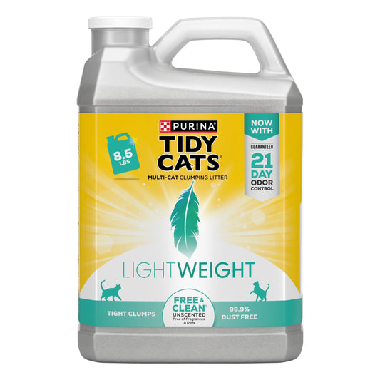 (2 Pack) Purina  Lightweight Clumping Cat Litter, Unscented, Low Dust,24/7 Odor Control, 8.5 Lb. Jug