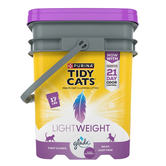 (3 Pack) Purina  Lightweight Clumping Cat Litter, Glade Clean Blossom, Low Dust, 17 Lb. Pail