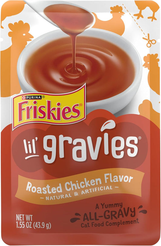 Purina  Lil' Gravies Roasted Chicken Flavor Cat Food Lickable Cat Treats - (Pack of 16) 1.55 Oz. Pouches