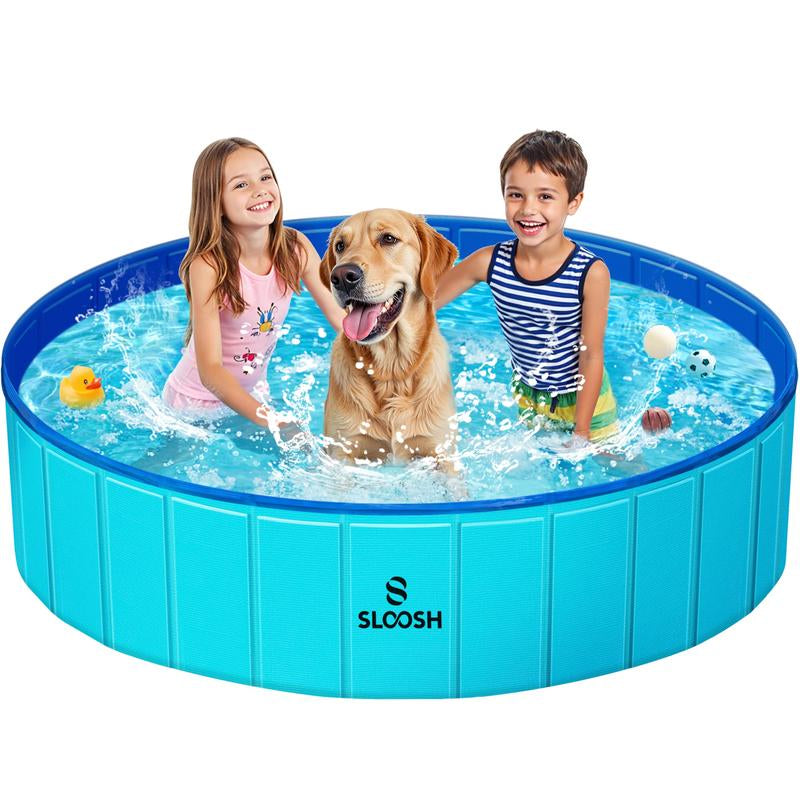 SLOOSH Foldable Dog Kiddie Pool - Portable Hard Plastic Doggie Swimming Pool, Anti-Slip Collapsible Pets Bath Tub Suitable for Kids Indoor Outdoor Backyard Use Mother'S Day Gifts