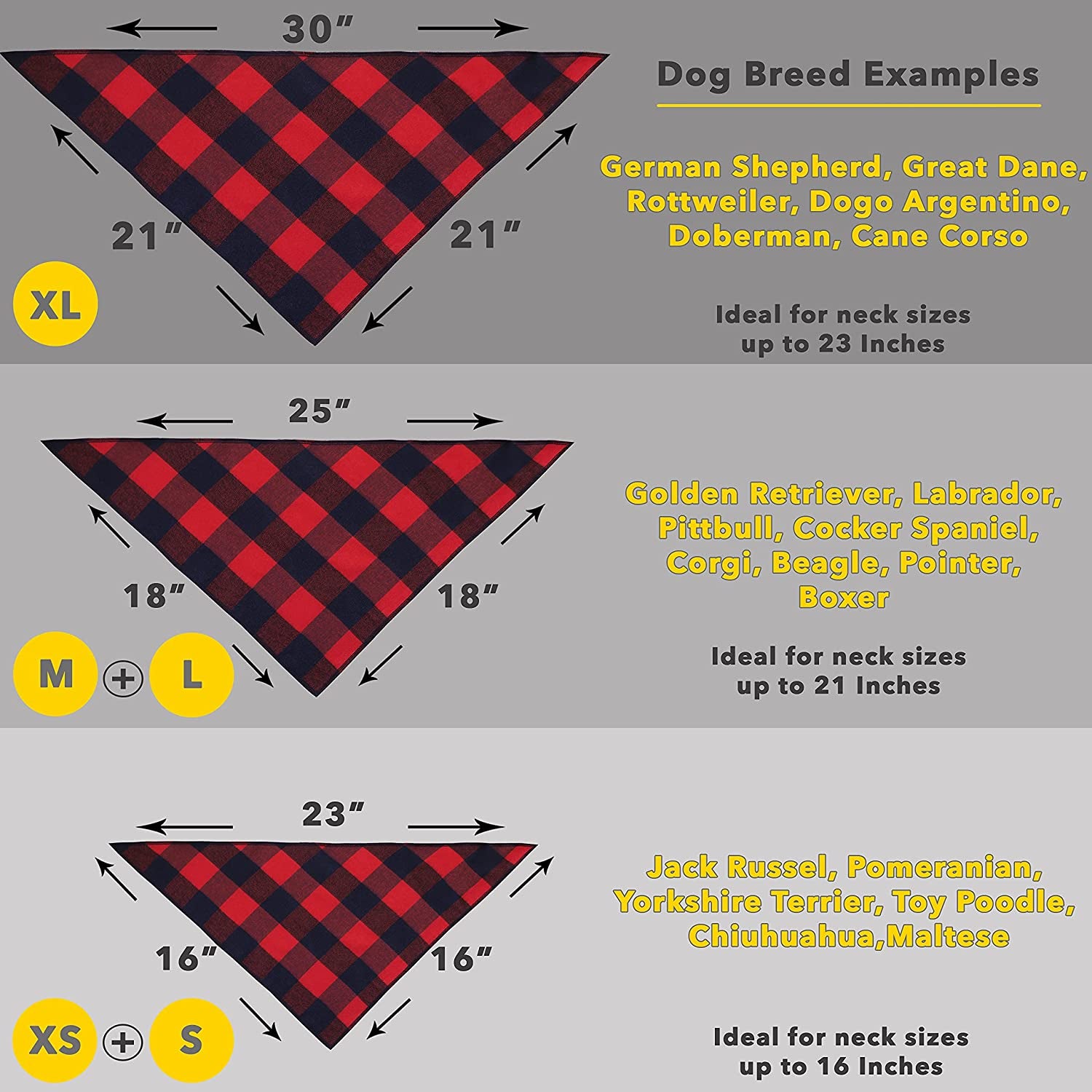 Dog Bandana 4 Pack - Dog Bandanas Boy, Girl, Premium Durable Soft Lightweight Fabric, Buffalo Plaid Scarf for Medium and Large Dogs Pets, Black and White, Red, Green, Blue, Large