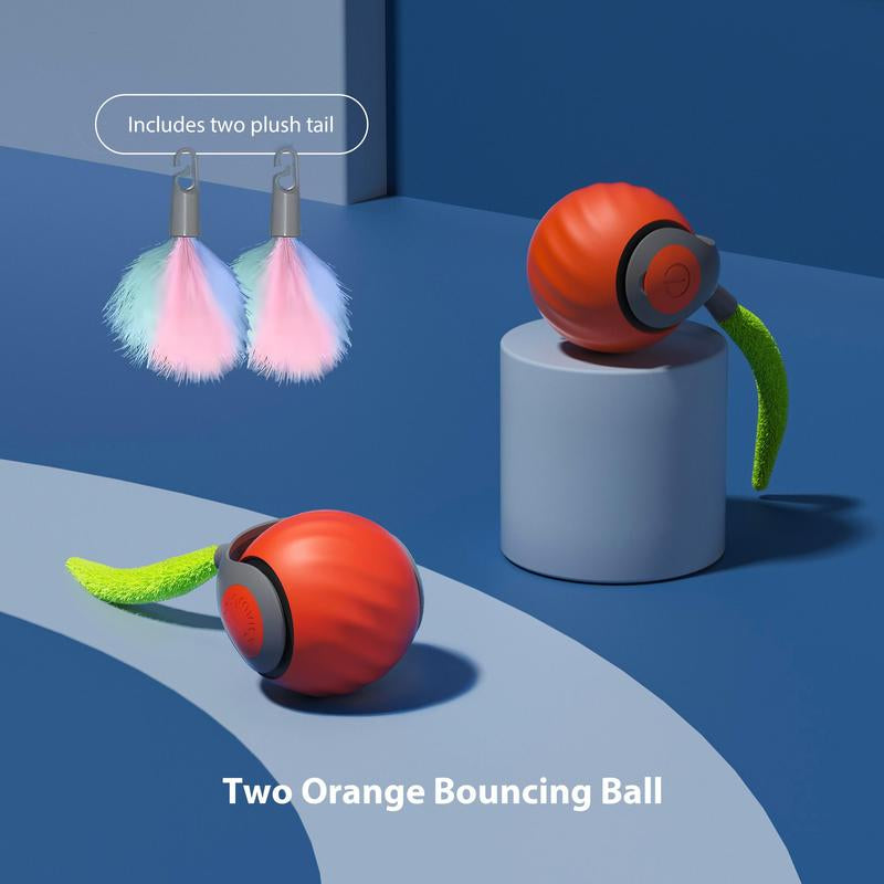 [A] Electric Rolling Toy Ball for Pets,New Year Gift -Self Rotating Fun for Cats, USB Rechargeable Cat Toy, TPR Soft Gel, Safe Chew Material, Interactive Cat Toys Interactive Bouncing Ball Cat Scratch Toy Keep Dog Gravity Ball