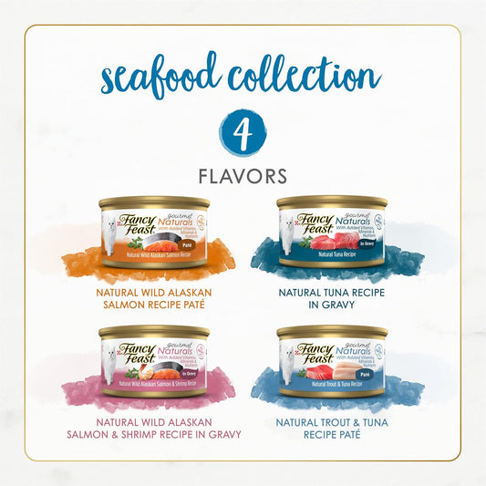 Purina  Wet Cat Food Variety Pack Gourmet Naturals Seafood - (Pack of 30) 3 Oz. Cans
