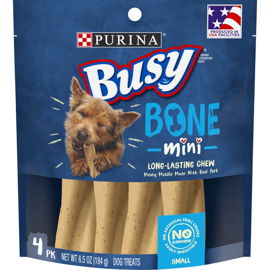 Purina Busy Small Breed Dog Bones, Mini, 4 Ct. Pouch
