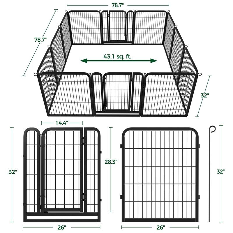 【Mom'S Gift】Yaheetech Dog Playpen 6/8/12/16 Panels Metal Pet Playpen, Outdoor Indoor Dog Exercise Barrier Fence, 25/32/40/47 Inch