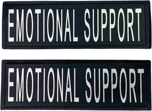 Reflective Emotional Support Dog Patch - Set of 2 Tags with Hook Backing for ESA Dog Vest, Harness, or Collar - Emotional Support Dog Patches for Animal Vest.