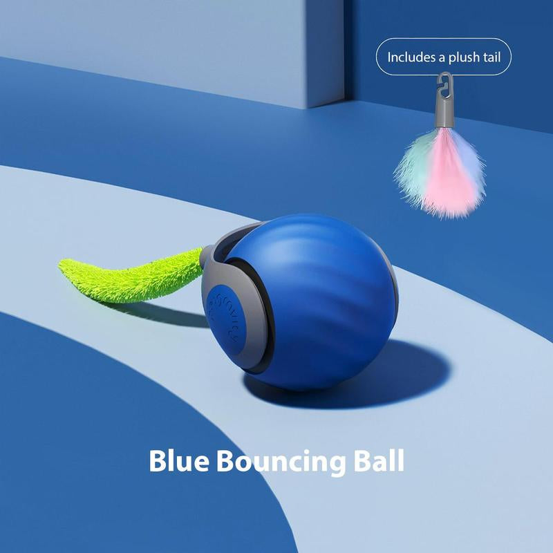 [A] Electric Rolling Toy Ball for Pets,New Year Gift -Self Rotating Fun for Cats, USB Rechargeable Cat Toy, TPR Soft Gel, Safe Chew Material, Interactive Cat Toys Interactive Bouncing Ball Cat Scratch Toy Keep Dog Gravity Ball