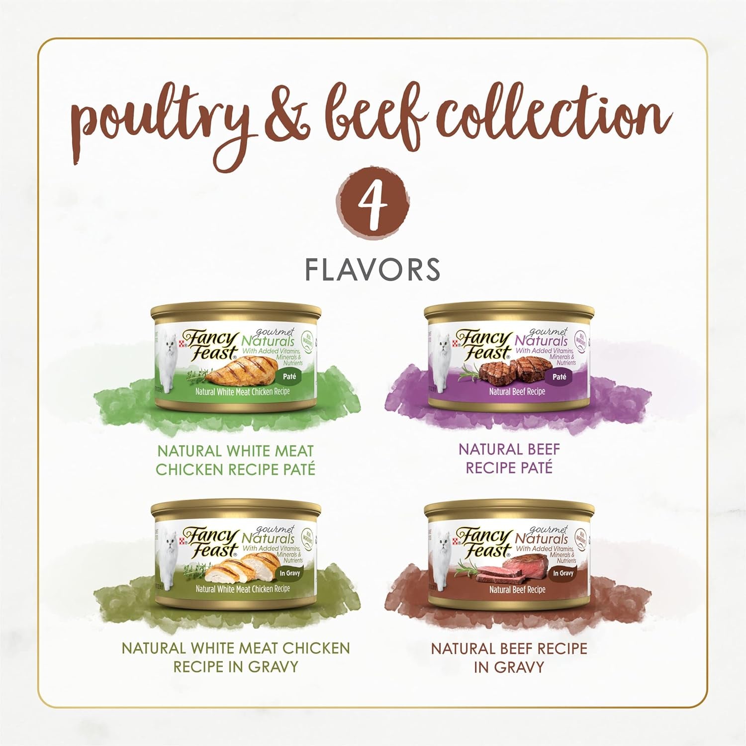 Purina  Wet Cat Food Variety Pack Gourmet Naturals Poultry and Beef Collection - (Pack of 30) 3 Oz. Cans