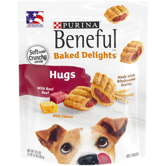 (2 Pack)   Baked Delights Hugs with Real Beef and Cheese Oven Baked Dog Treats