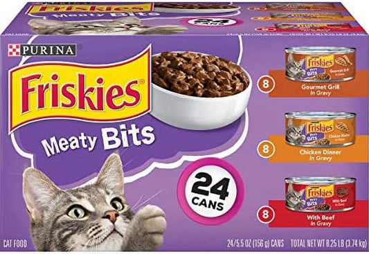 Friskies Gravy Wet Cat Food Variety Pack, Meaty Bits - (24) 5.5 Oz. Cans