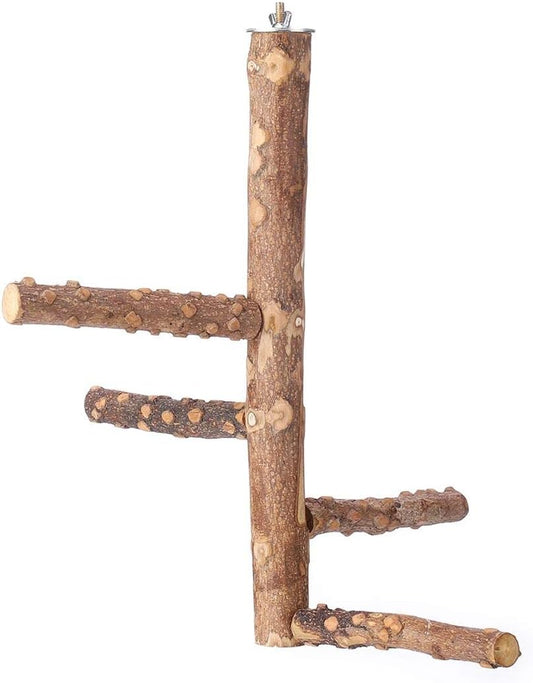 Bird Perch Nature Wood Stand for 3-4Pcs Small Parrots (M)