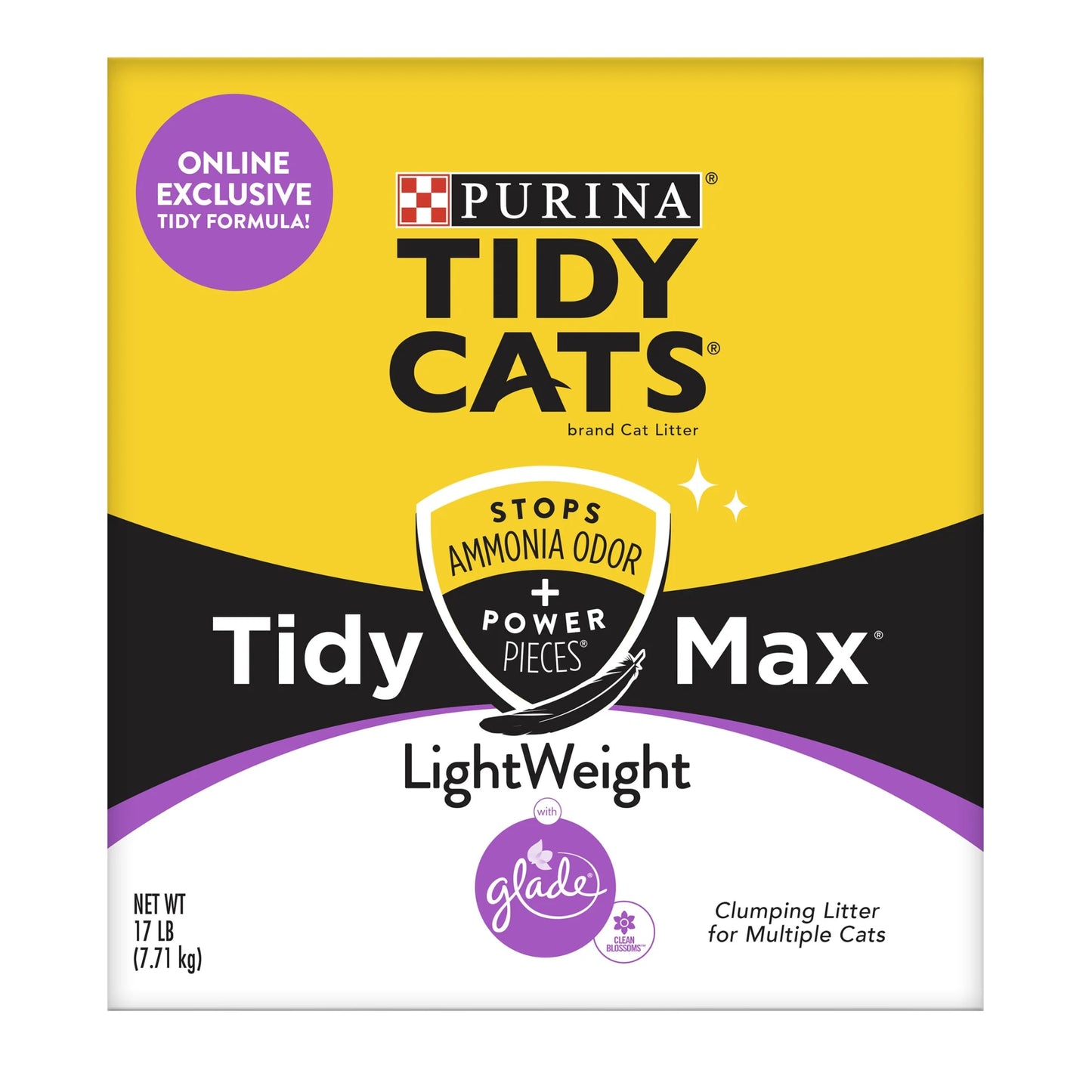Purina  Tidy Max Clumping Cat Litter, Lightweight, Odor Control 24/7, 17 Lb. Box