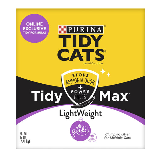 Purina  Tidy Max Clumping Cat Litter, Lightweight, Odor Control 24/7, 17 Lb. Box