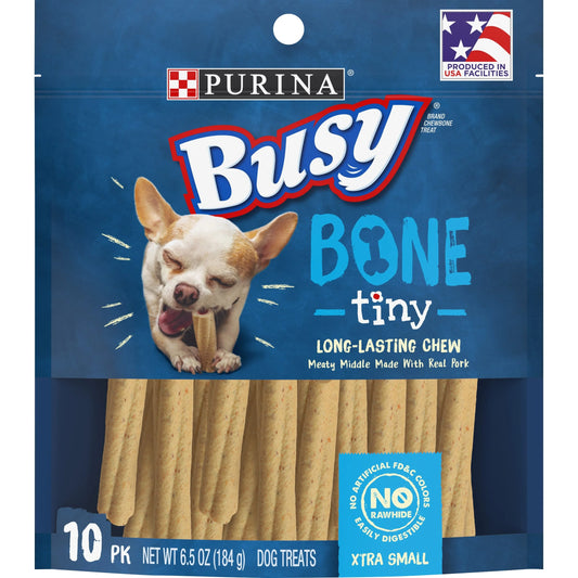 Purina  Extra Small Dog Treats with Real Pork, Long-Lasting Chews, 6.5 Oz Pouch (10 Count)
