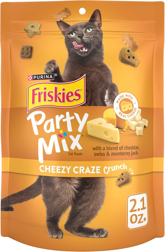 Purina  Cat Treats, Party Mix Cheezy Craze Crunch - (Pack of 10) 2.1 Oz. Pouches