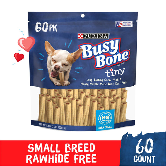Purina  Extra Small Dog Treats with Real Pork, Long-Lasting Chews, 35.4 Oz Pouch (60 Count)