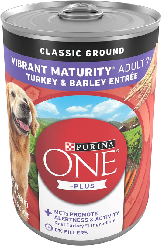 plus Classic Ground Vibrant Maturity Adult 7 plus Turkey and Barley Entree Senior Dog Food - (Pack of 12) 13 Oz. Cans