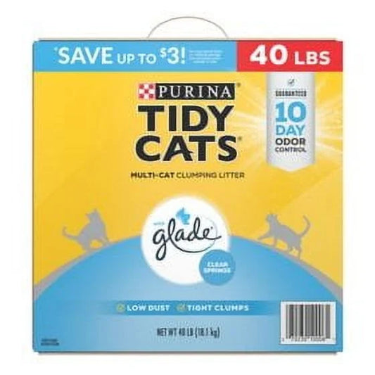 Tidy Cats Multi-Cat Clumping Litter, Clear Springs Scent, 40 Lbs.Pack of 2