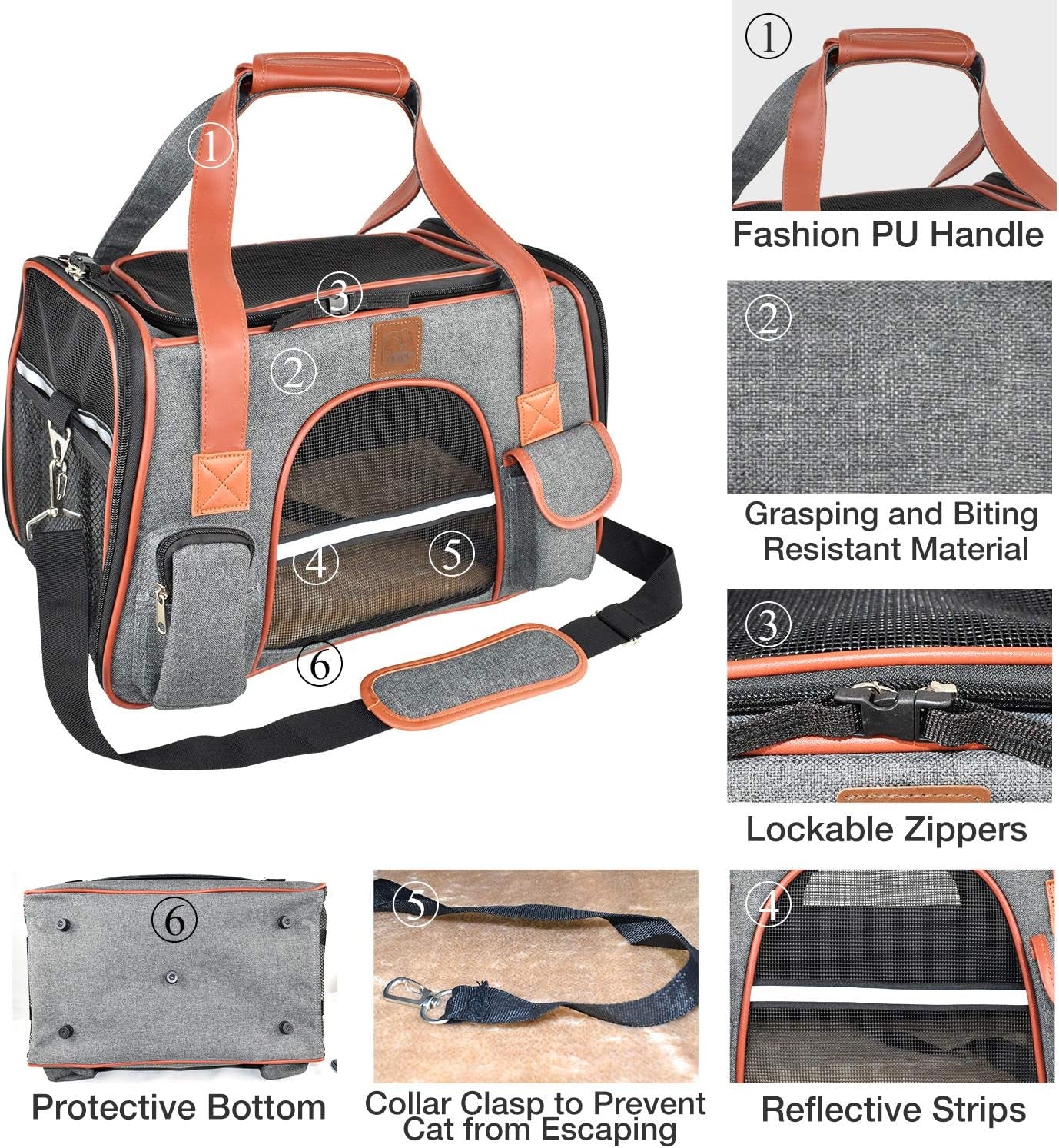 Pet Carrier for Cats and Small Dogs - Airline Approved Soft Sided, Ventilated Travel Carrier, Car Seat Safe