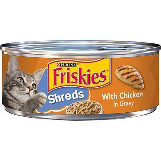 (24 Pack) Friskies Gravy Wet Cat Food Shreds with Chicken 5.5 Oz. Cans.....