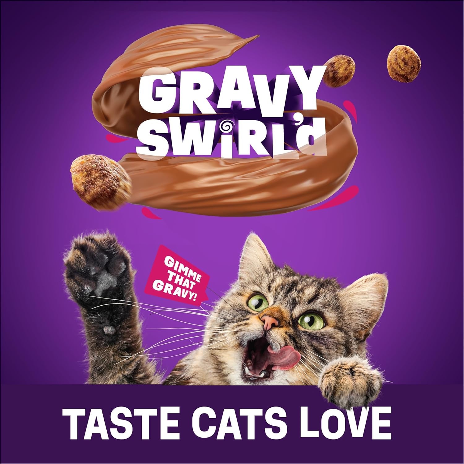 Purina  Dry Cat Food Gravy Swirl'D with Flavors of Chicken, Salmon and Gravy - 3.15 Lb. Bag