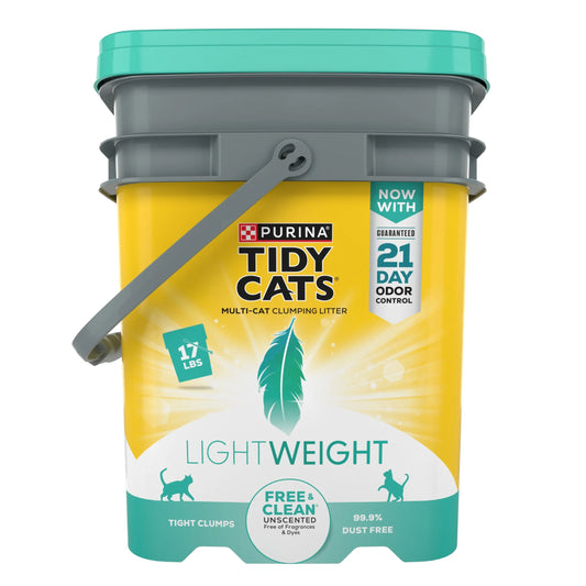 Purina  Lightweight Clumping Cat Litter, Unscented, Low Dust, Odor Control, 17 Lb Pail