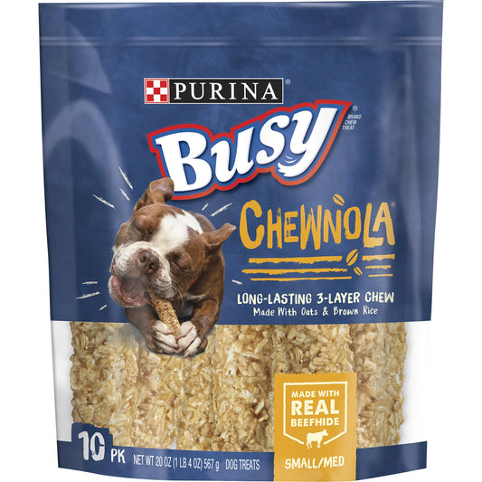 Purina  Small & Medium Dog Treats Chewnola Beefhide Chews, 20 Oz Pouch (10 Count)