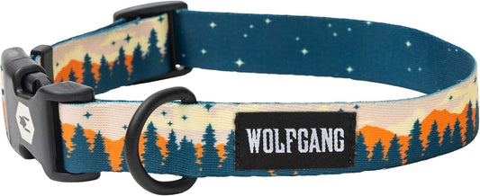 Wolfgang Heavy Duty, Adjustable Dog Collar with Quick Release Nylon Buckle for Walking & Training, Overland Print, Medium