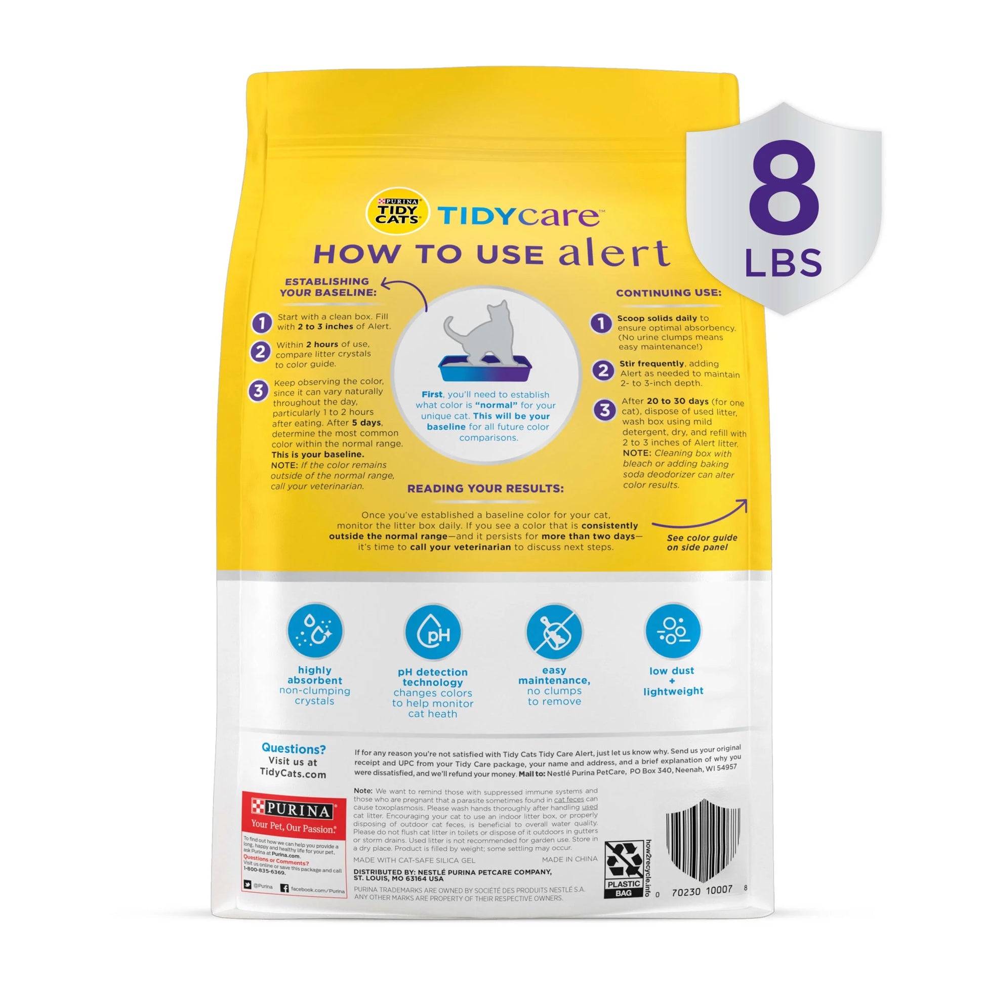 Purina  Tidy Care Alert Health Monitoring Cat Litter with Silica Crystals, 8 Lb Box