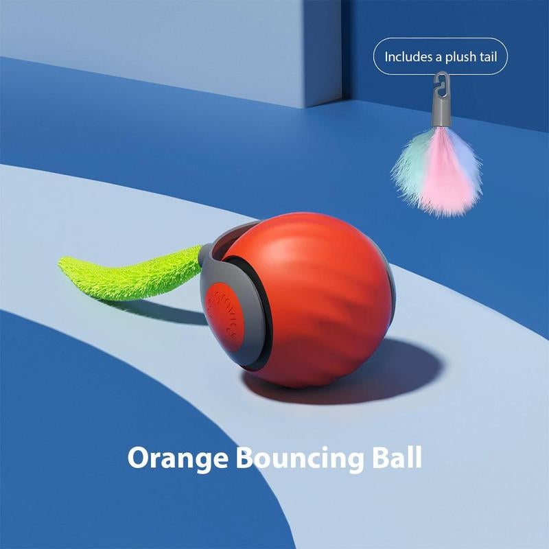 [A] Electric Rolling Toy Ball for Pets,New Year Gift -Self Rotating Fun for Cats, USB Rechargeable Cat Toy, TPR Soft Gel, Safe Chew Material, Interactive Cat Toys Interactive Bouncing Ball Cat Scratch Toy Keep Dog Gravity Ball