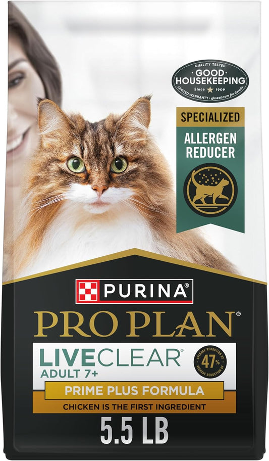 Liveclear Cat Food 7+ Cat Allergen Reducer Chicken and Rice Formula - 5.5 Lb. Bag