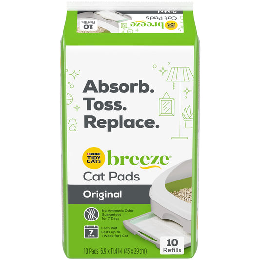 (4 Pack) Purina  Breeze Absorbent Cat Litter Pads, 24/7 Odor Control, Refill Pack, 10 Ct. Pouch