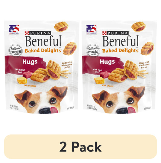 (2 Pack)   Baked Delights Hugs with Real Beef and Cheese Oven Baked Dog Treats
